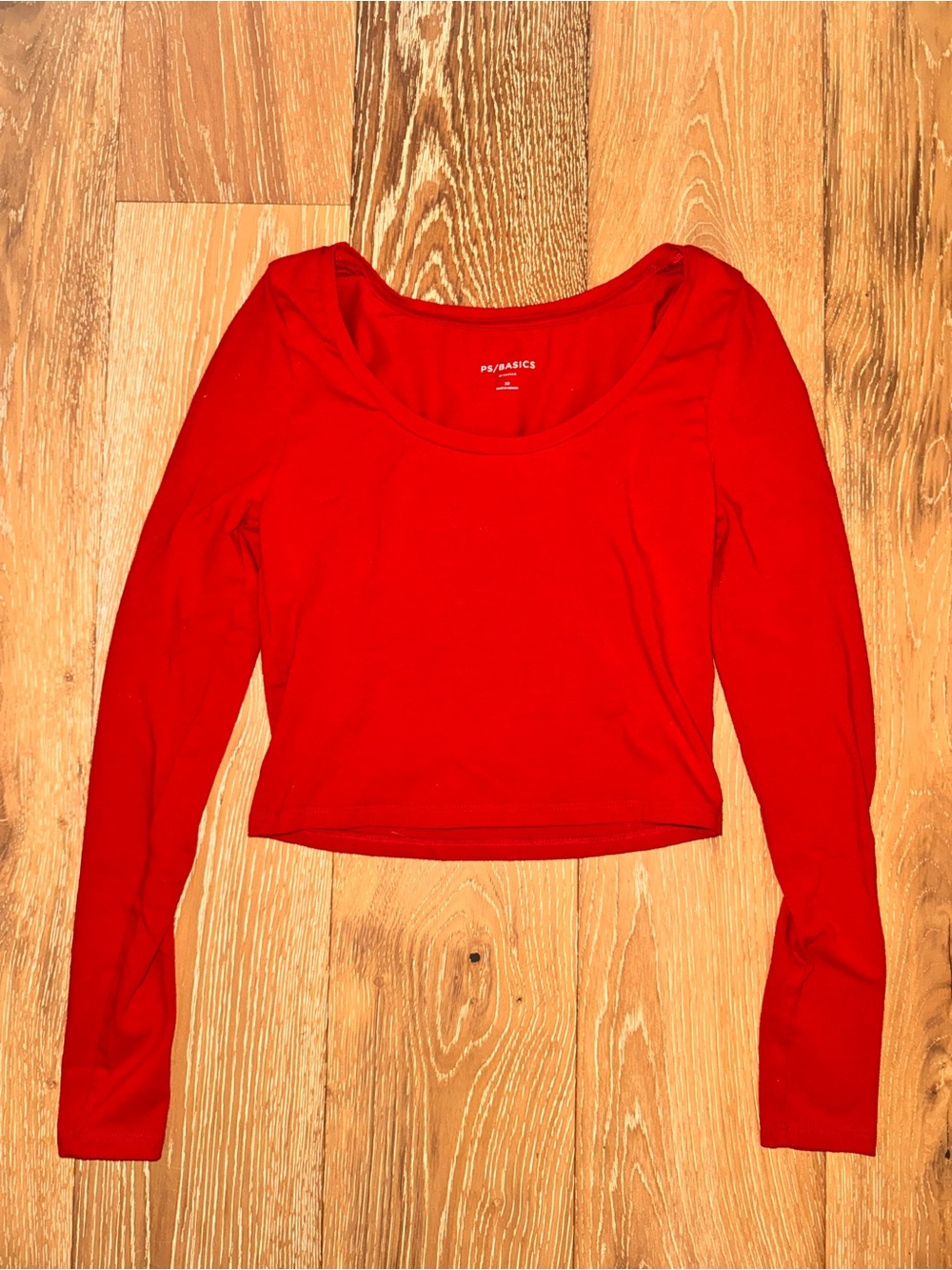 PacSun Red Long Sleeve Scoop Crop Top